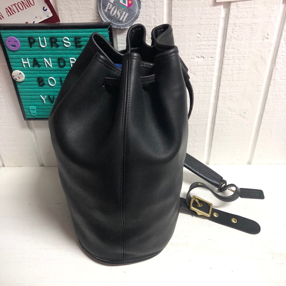 Vintage Large Coach Bixby Leather Drawstring Sling Bucket Backpack Purse 9929